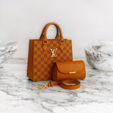 Luxury Checkered Handbag Set – Premium Designer Style Tote with Pouch & Strap