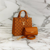 Luxury Checkered Handbag Set – Premium Designer Style Tote with Pouch & Strap