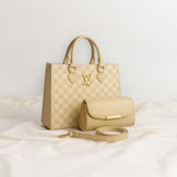 Luxury Checkered Handbag Set – Premium Designer Style Tote with Pouch & Strap