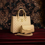 Luxury Checkered Handbag Set – Premium Designer Style Tote with Pouch & Strap