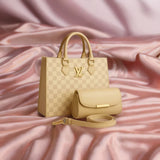 Luxury Checkered Handbag Set – Premium Designer Style Tote with Pouch & Strap