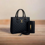 Luxury Checkered Handbag Set – Premium Designer Style Tote with Pouch & Strap